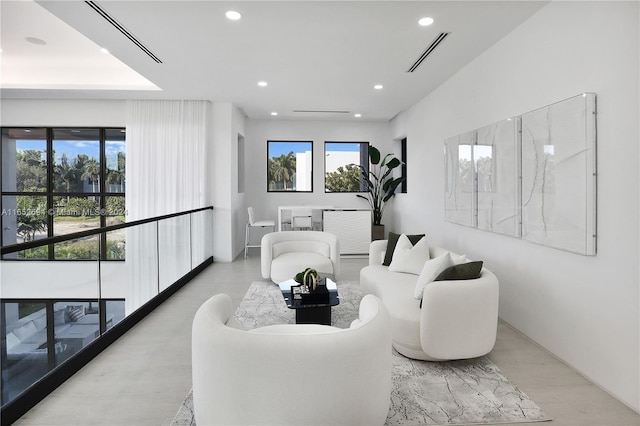 living room with light hardwood / wood-style flooring