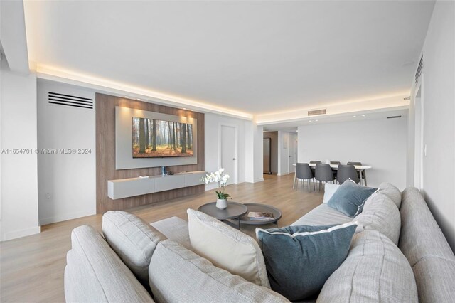 living room featuring light wood-type flooring