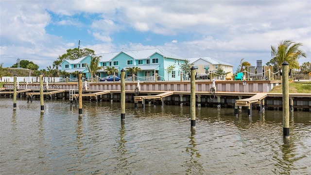 dock area featuring a water view