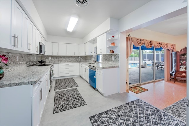 kitchen featuring white cabinetry, appliances with stainless steel finishes, sink, and backsplash