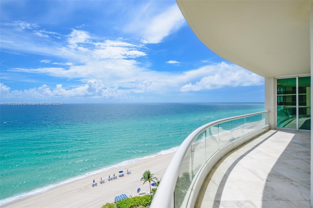 exterior space with a beach view