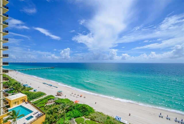 property view of water featuring a view of the beach