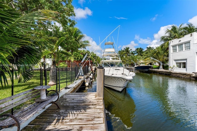 dock area featuring a water view