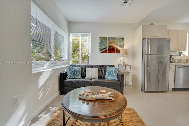 view of tiled living room