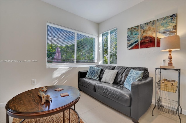 view of tiled living room