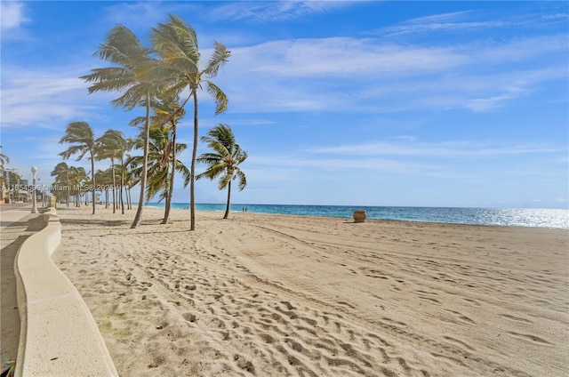 property view of water with a beach view