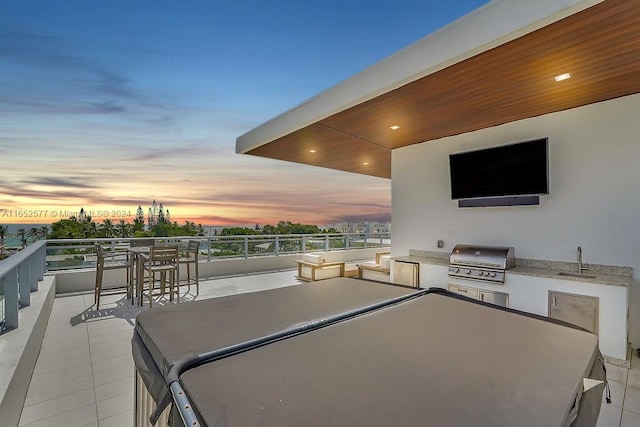 348 Desoto St, Hollywood, FL 33019 - view of patio / terrace with area for grilling, an outdoor kitchen, a balcony, and a sink