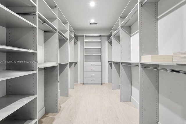 spacious closet with light wood-type flooring