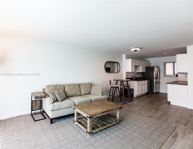 living room featuring sink