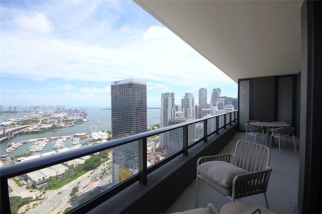 balcony with a water view