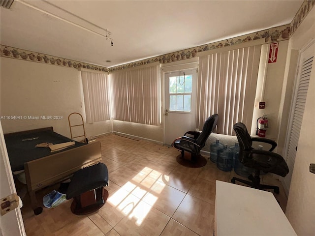 interior space with light tile patterned floors