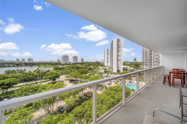 balcony with a water view