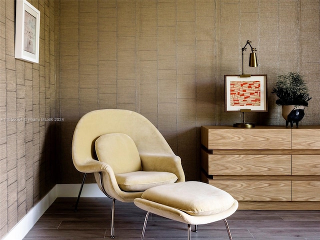 sitting room featuring dark wood-type flooring