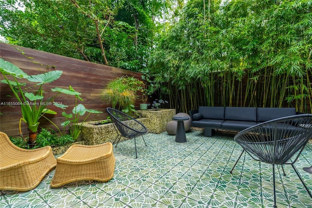 view of patio with an outdoor living space