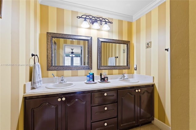 bathroom featuring vanity and ornamental molding