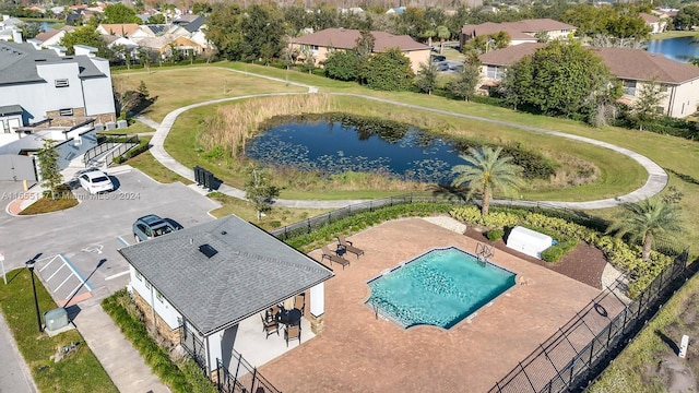 bird's eye view featuring a water view