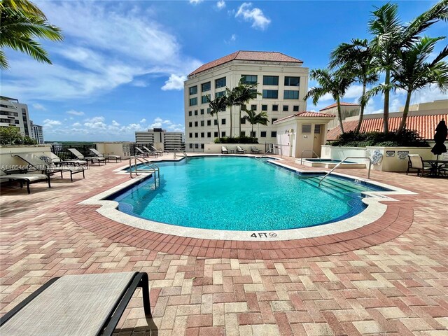 view of pool featuring a patio area