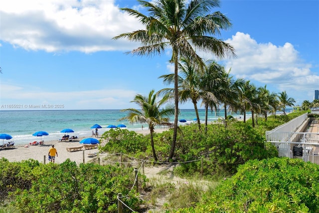 water view featuring a beach view