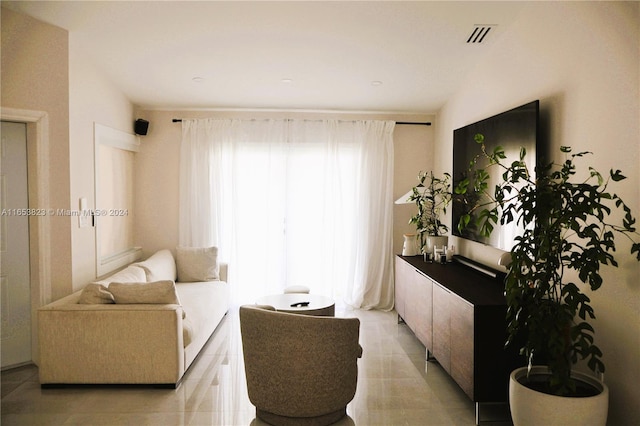 view of tiled living room