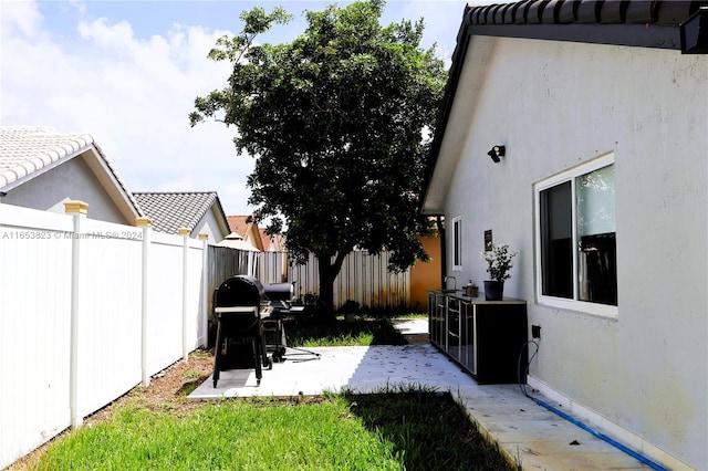 view of yard with a patio area