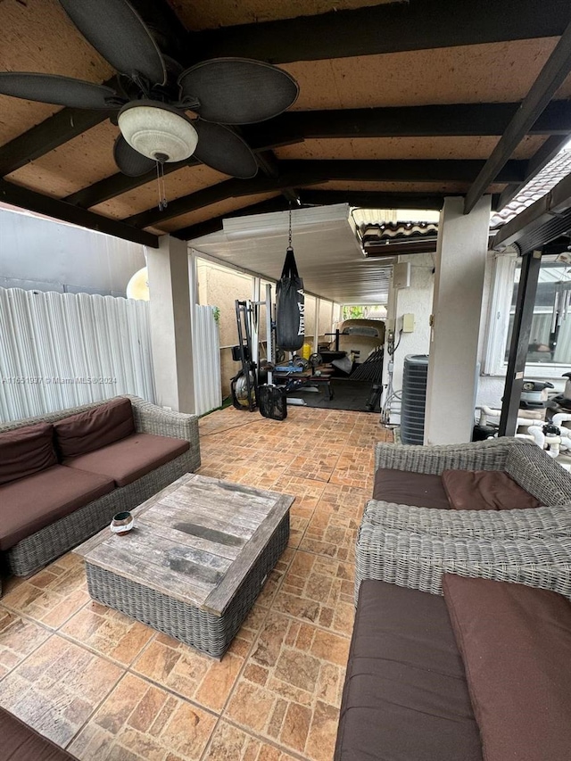 view of patio / terrace with cooling unit and ceiling fan