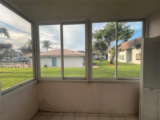 view of unfurnished sunroom