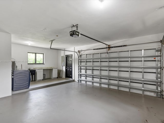 garage with a garage door opener