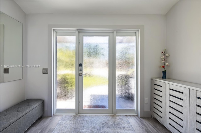 doorway featuring light wood-type flooring