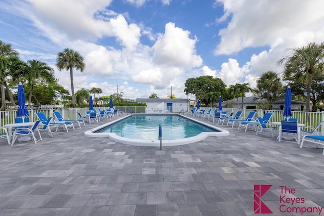 view of pool featuring a patio