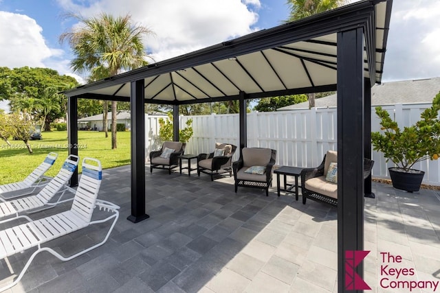 view of patio featuring a gazebo