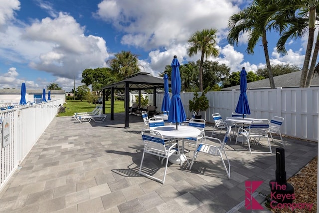 view of patio / terrace with a gazebo