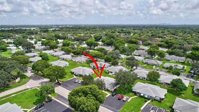 drone / aerial view with a residential view