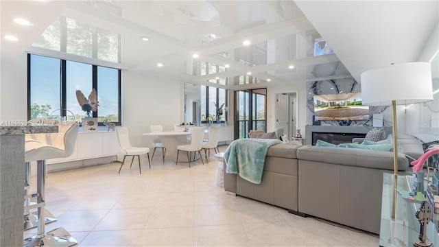 view of tiled living room