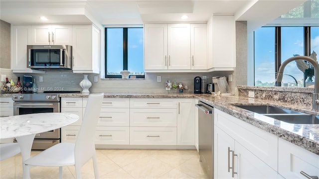 kitchen with a wealth of natural light, stainless steel appliances, and sink