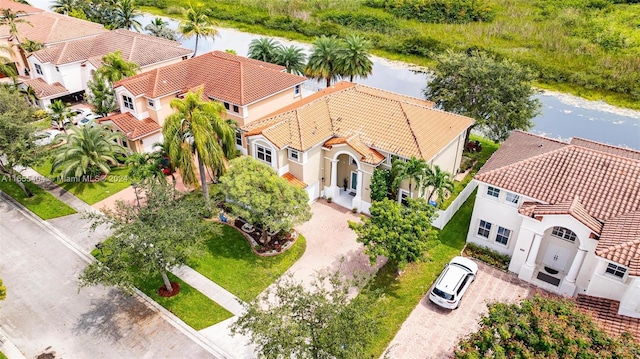 bird's eye view featuring a water view