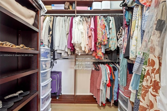 spacious closet with wood-type flooring