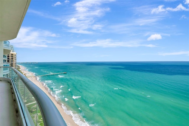 property view of water with a beach view