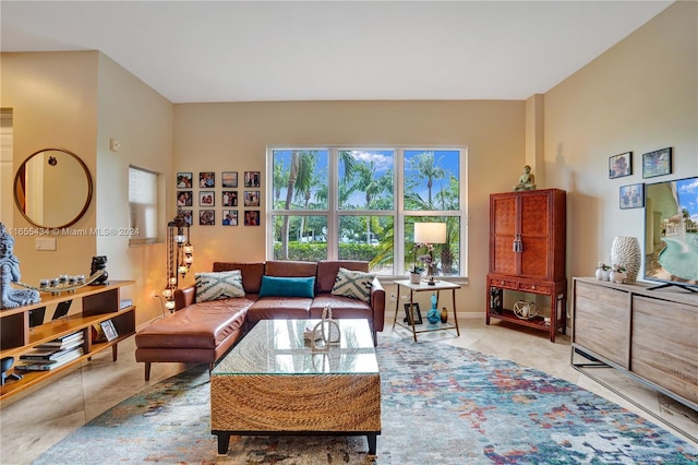 view of tiled living room