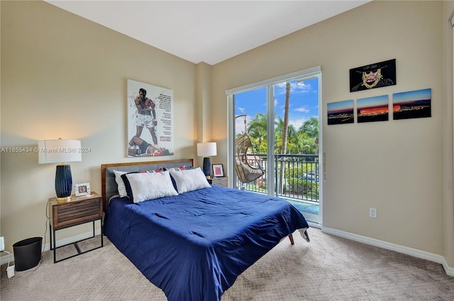 bedroom featuring carpet floors and access to outside