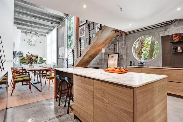 bar with light stone countertops