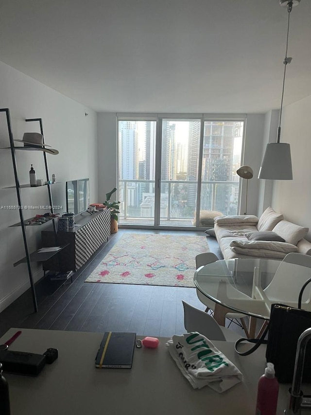 living room featuring hardwood / wood-style flooring and a healthy amount of sunlight