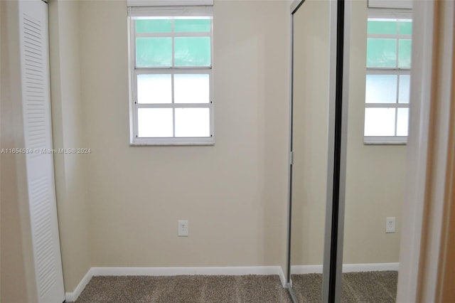 unfurnished bedroom featuring multiple windows and carpet floors