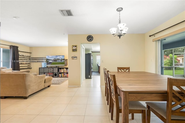 dining area with light tile patterned flooring