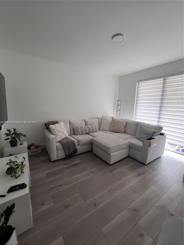 living room with hardwood / wood-style flooring