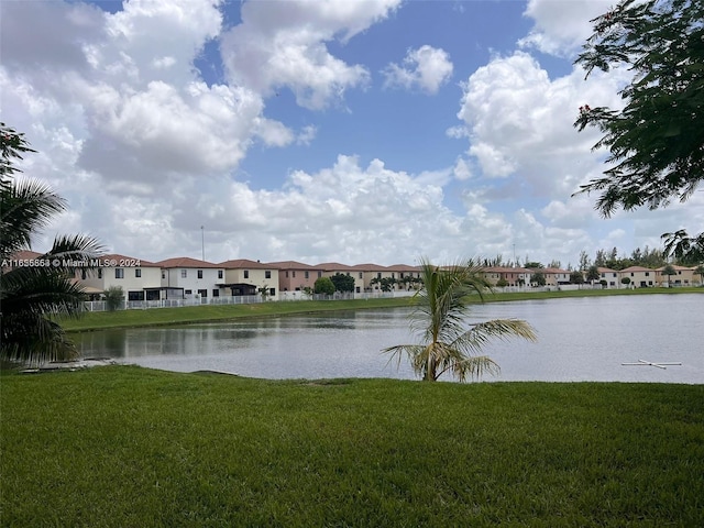 view of water feature with a residential view