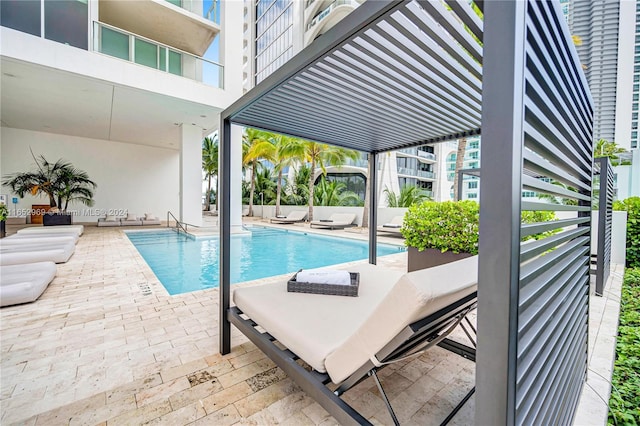 view of pool featuring a patio