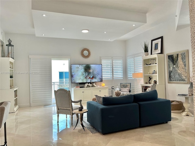 living room featuring a fireplace