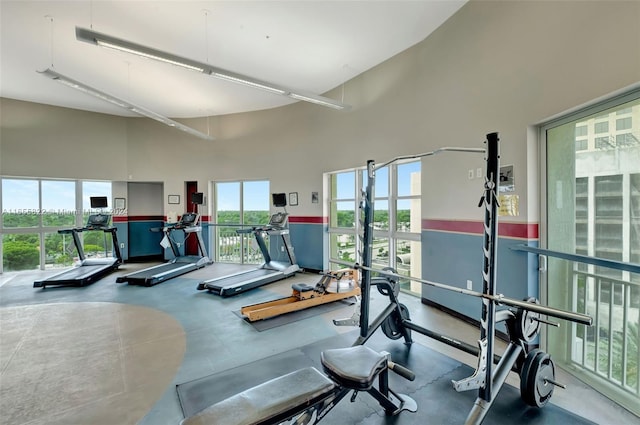 exercise room with plenty of natural light