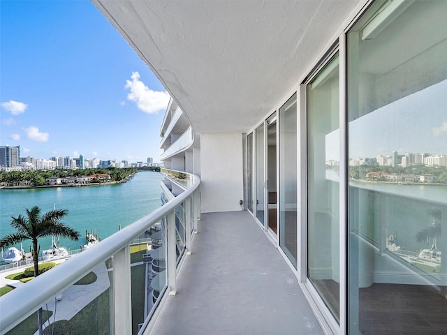 balcony with a water view