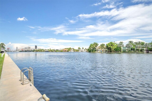 property view of water featuring a dock